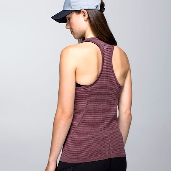 LULULEMON • Run Swiftly Tech Tank Top • Size 6 • Tonka Stripe Heathered Bordeaux - Picture 2 of 13